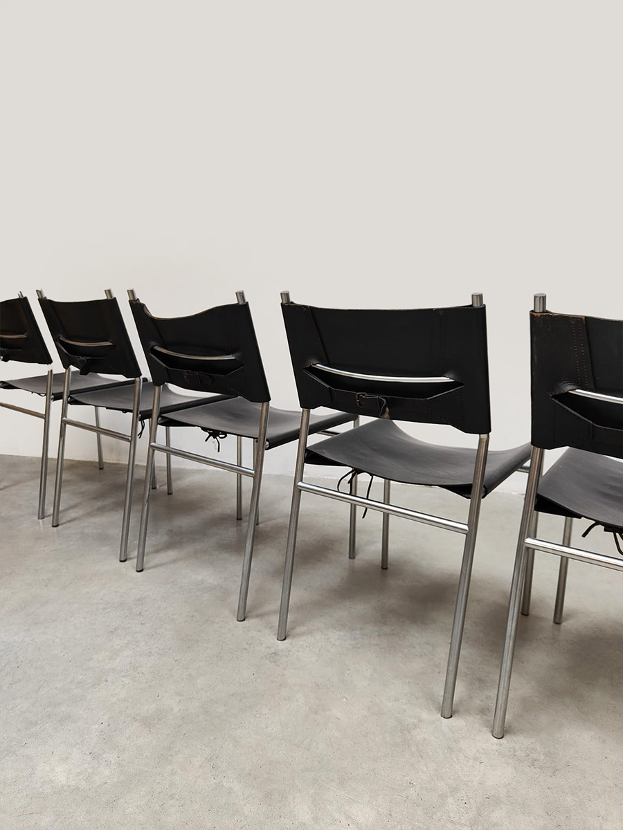 Vintage SE06 leather dining chairs leren eetkamerstoelen Spectrum Martin Visser