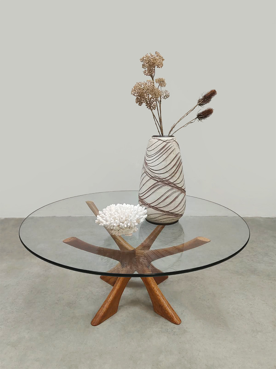 Vintage 'T118' round coffee table ronde salontafel Illum Wikkelsø for Niels Eilersen