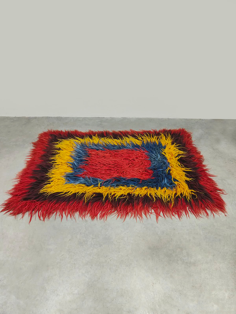 Vintage Turkish Tulu shag rug carpet Turks tapijt vloerkleed ‘Geometric colours’