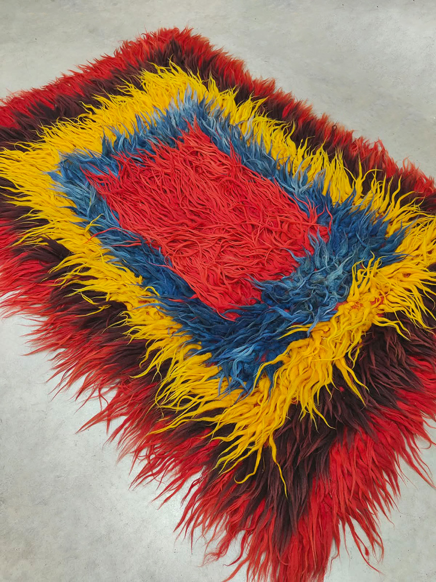 Vintage Turkish Tulu shag rug carpet Turks tapijt vloerkleed ‘Geometric colours’