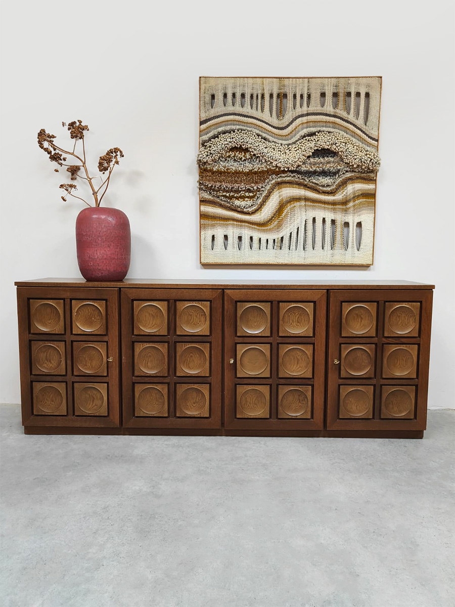 Vintage brutalist sideboard credenza dressoir Gerhard Bartels 'Cubism'