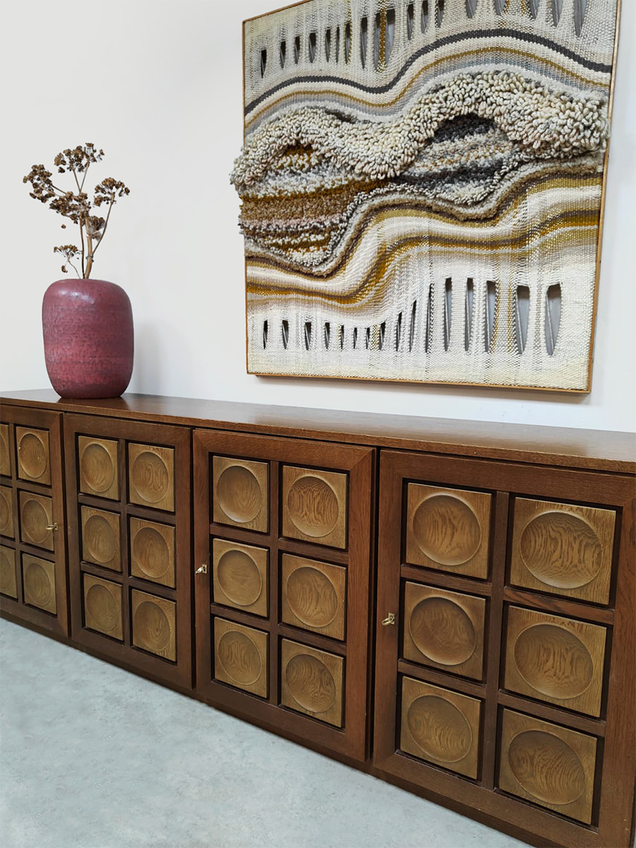 Brutalist furniture design sideboard credenza dressoir Gerhard Bartels 'Cubism'