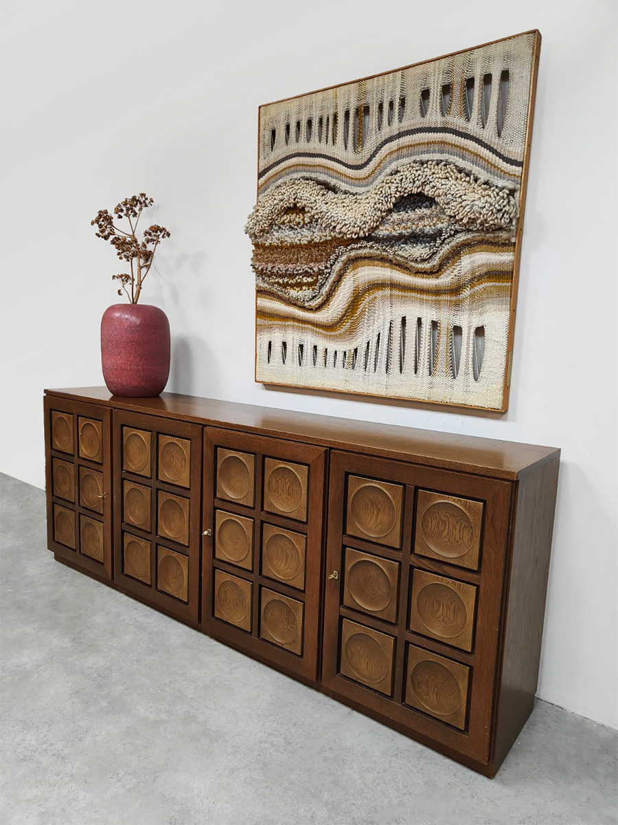 Vintage brutalist sideboard credenza dressoir Gerhard Bartels 'Cubism'
