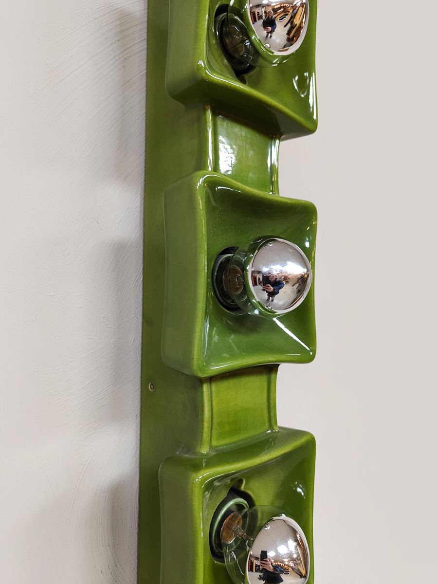 Vintage design green wall lamp Pan Keramik 1970