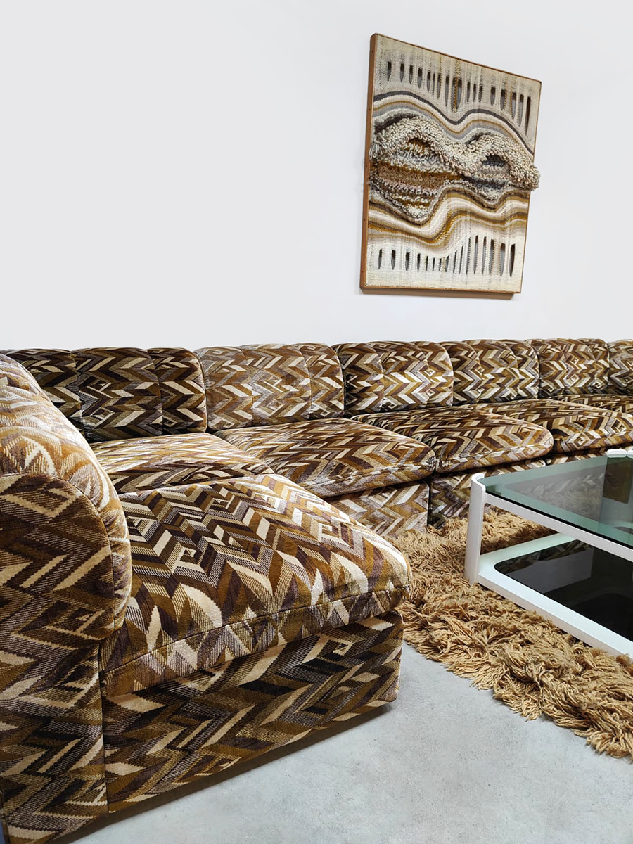 Midcentury interior design modular sofa modulaire elementen bank ‘Geometric dessin’