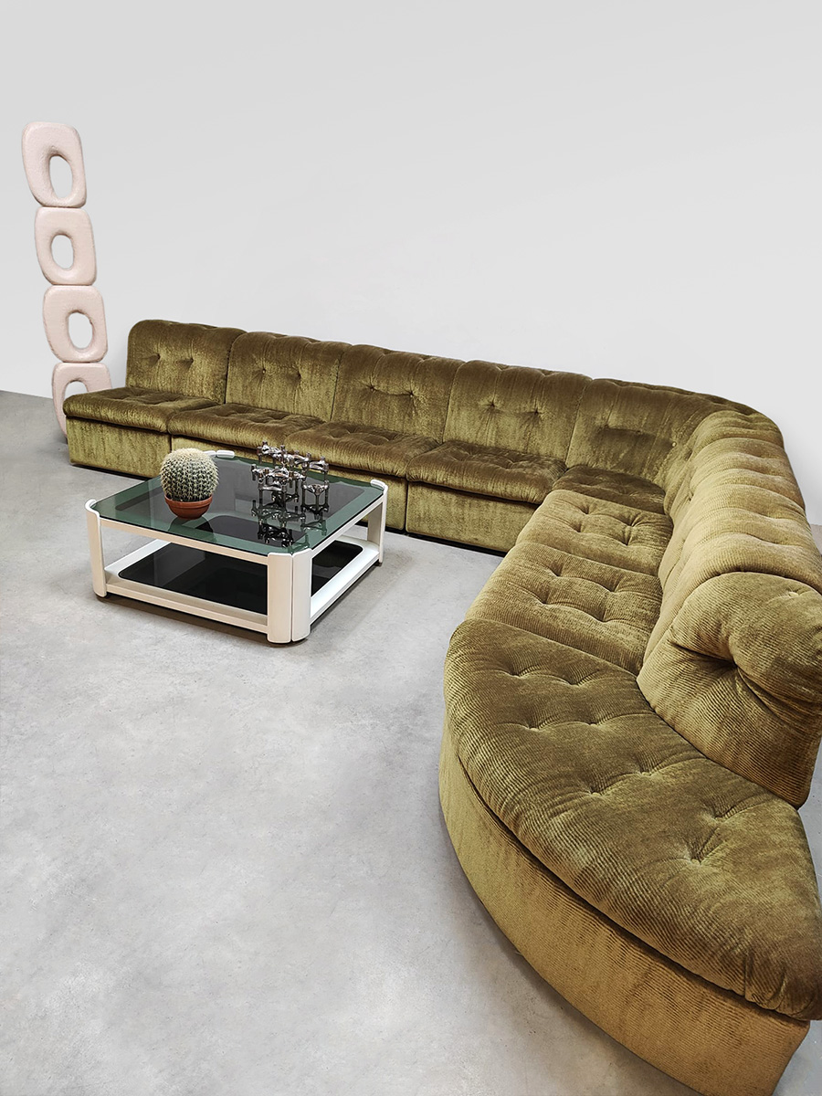 Vintage velvet modular sofa modulair lounge bank ‘Verdant green'