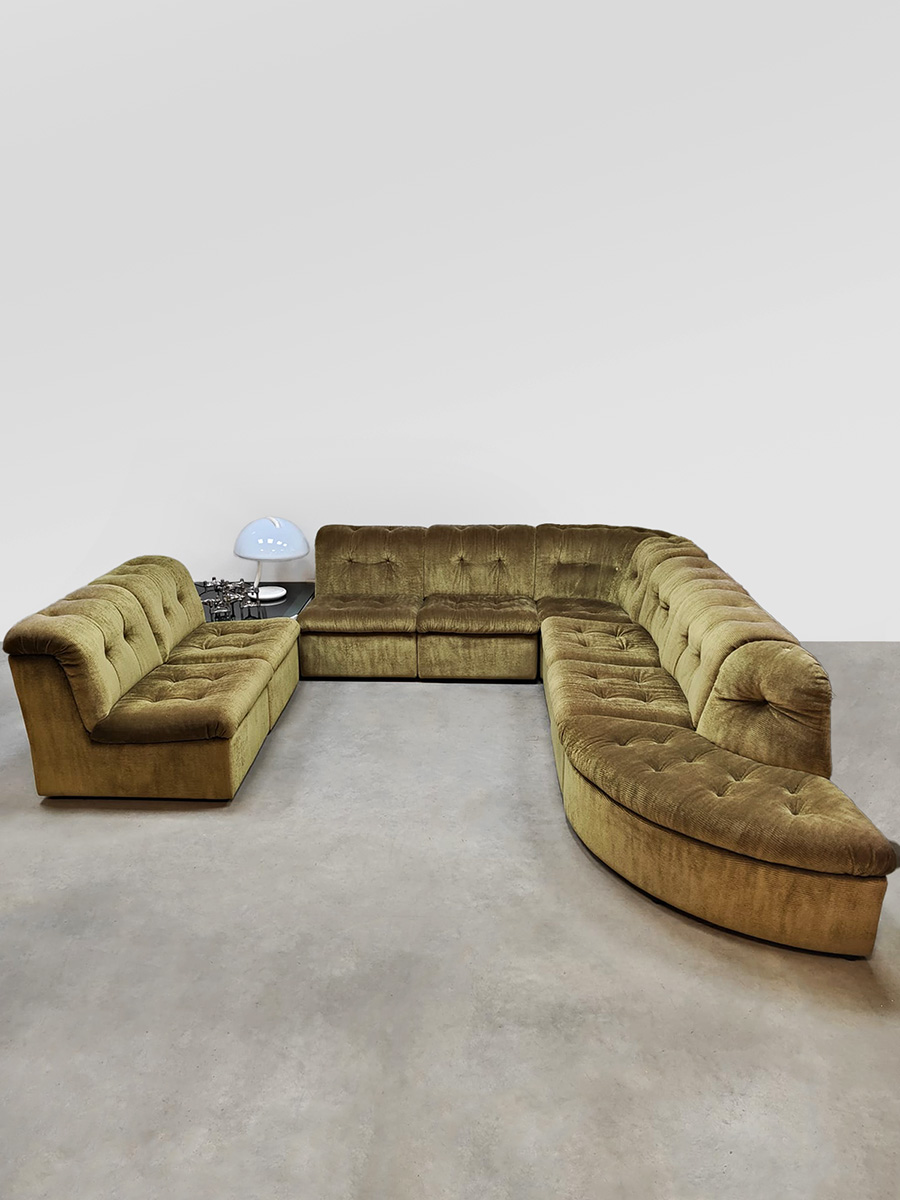 Vintage velvet modular sofa modulair lounge bank ‘Verdant green'