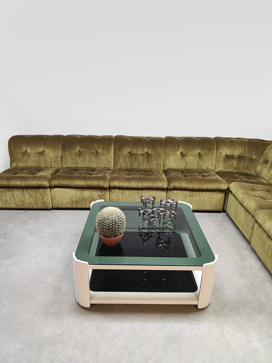 Vintage furniture design velvet green modular sofa modulair lounge bank ‘Green spirit’