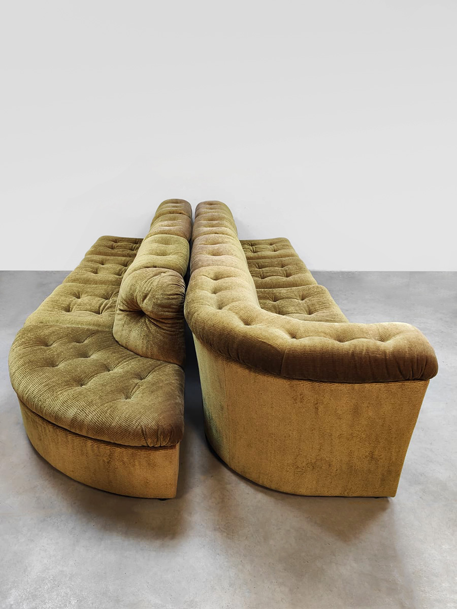 Vintage velvet modular sofa modulair lounge bank ‘Verdant green'