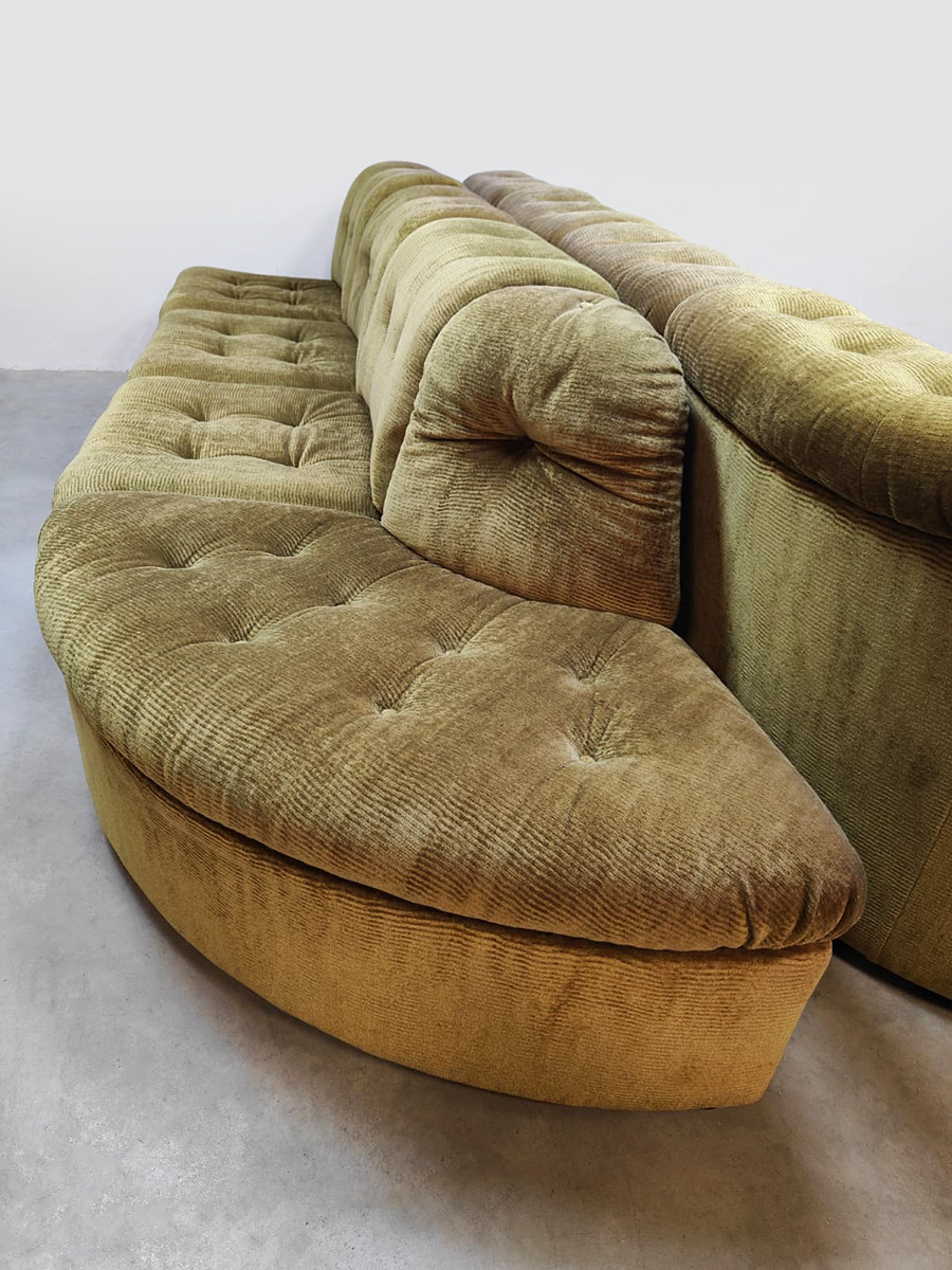 Vintage velvet green modular sofa modulair lounge bank ‘Green spirit’