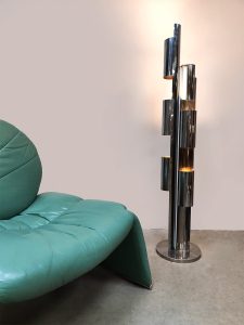 Italian vintage design chrome metal floorlamp 1970