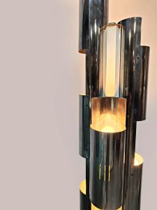 Italian vintage design chrome metal floorlamp 1970