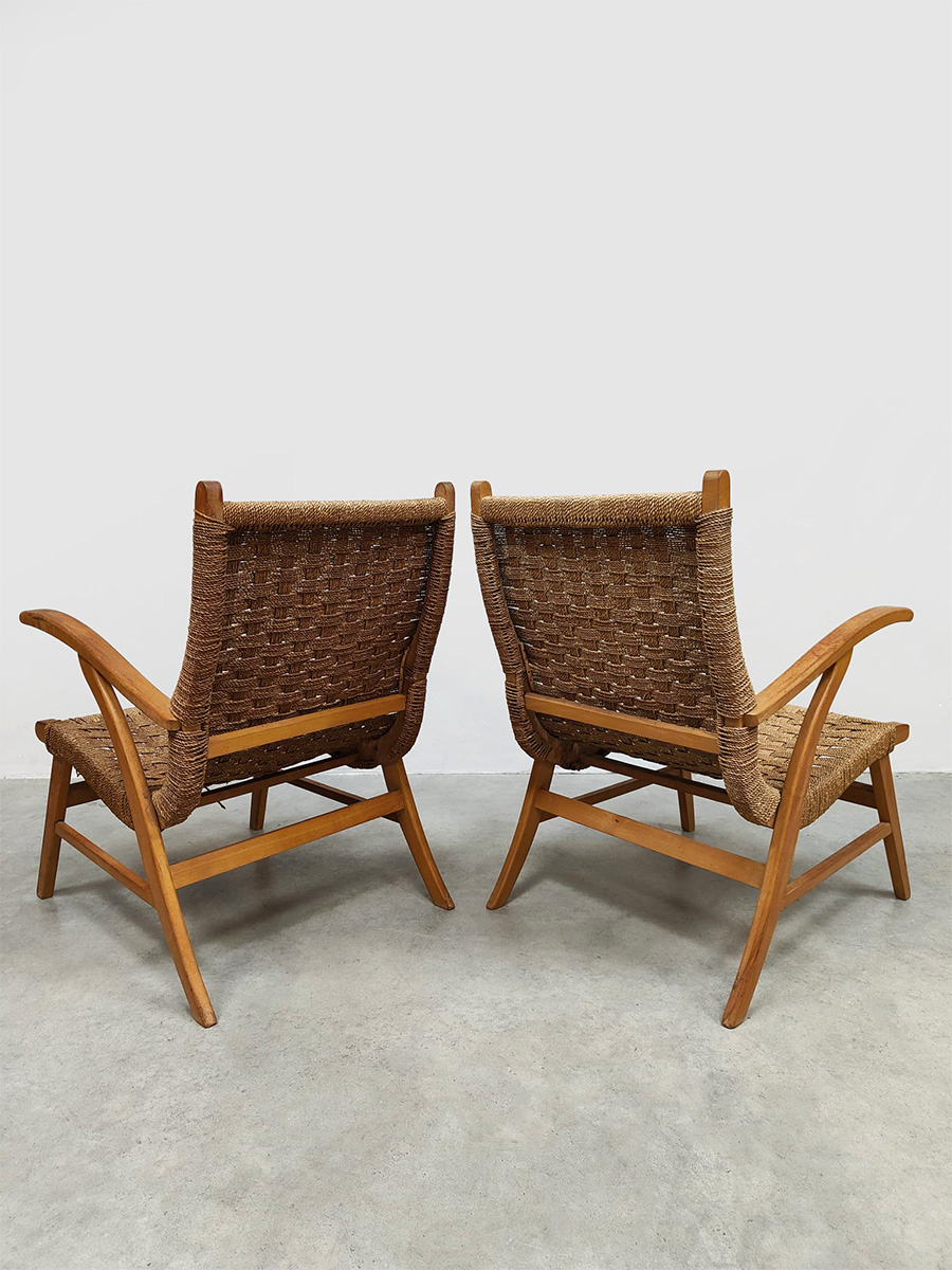 Dutch midcentury interior design rope chairs touwstoelen Vroom & Dreesman