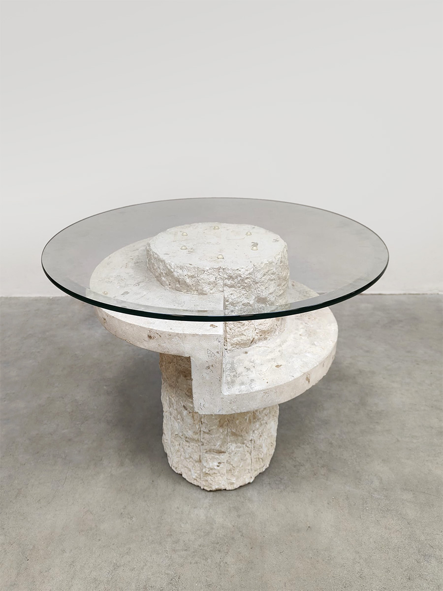 Midcentury interior design mactan stone coffee table salontafel Magnussen Ponte 1980 Midcentury interior design mactan stone coffee table salontafel Magnussen Ponte 1980