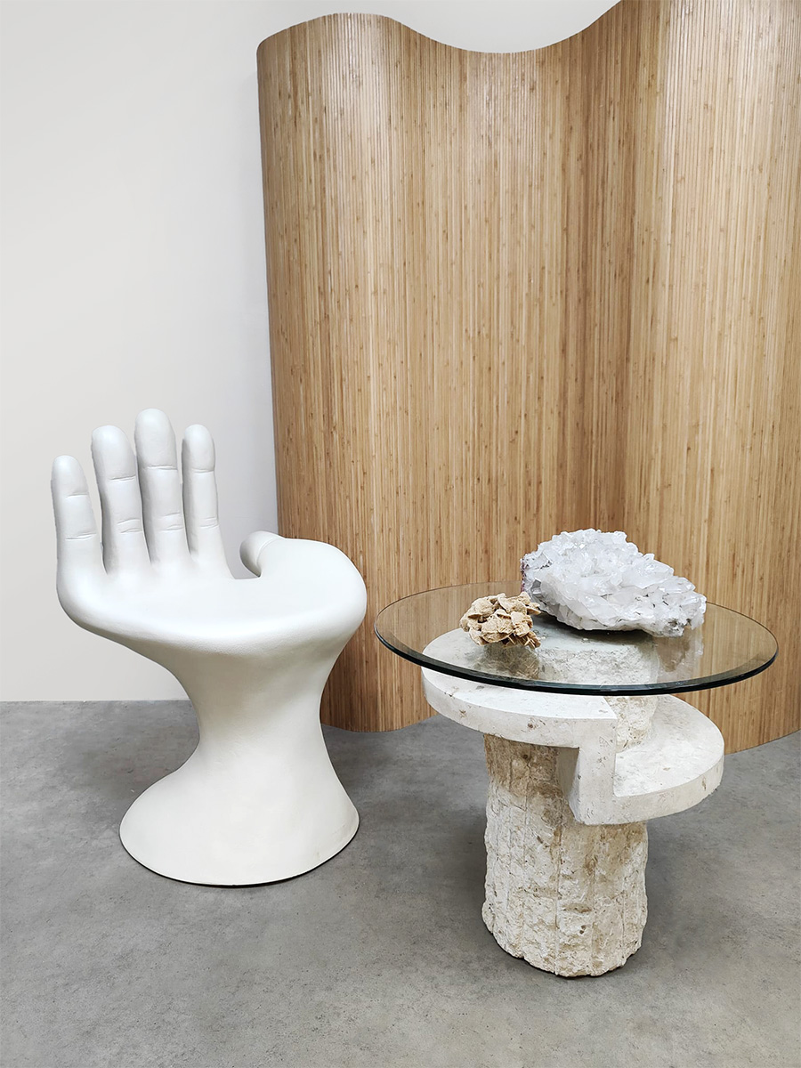 Vintage mactan stone coffee table salontafel Magnussen Ponte 1980
